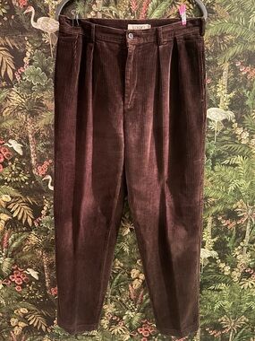 J. Crew Corduroy Pleated Pants in Deep Brown